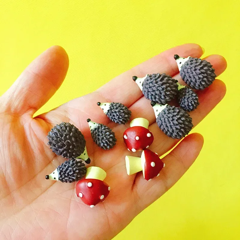 15 قطعة/القنفذ مع الفطر/حيوان لطيف/حديقة الجنية جنوم/طحلب تررم/الحرف اليدوية/ديكور المنزل/لوازم المصنوعة/التمثال