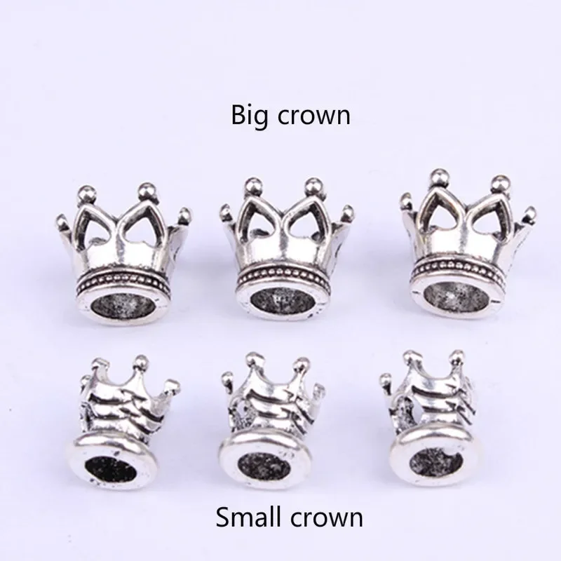 5-10Pcs Silver Gold Beads Dreadlock Beads Dread Big Small Crown Braid Cuffs Clip Beads Hair Ringshair Accessories for Braids