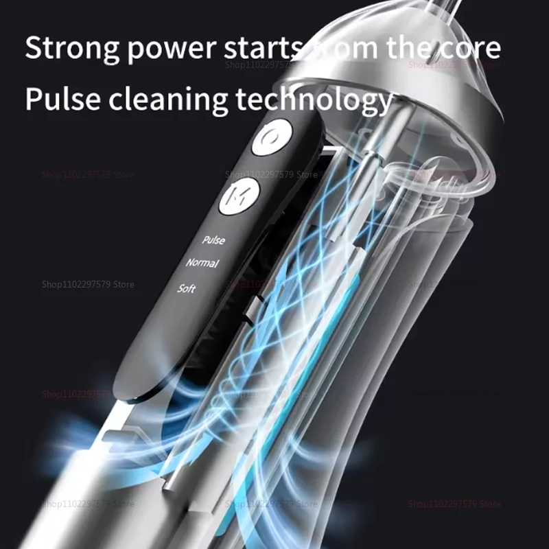جهاز ري الفم المحمول 3 وضع التنظيف IPX7 مقاوم للماء، منظف الأسنان القابل لإعادة الشحن من النوع C 4 فوهة غسول الفم عالي الضغط