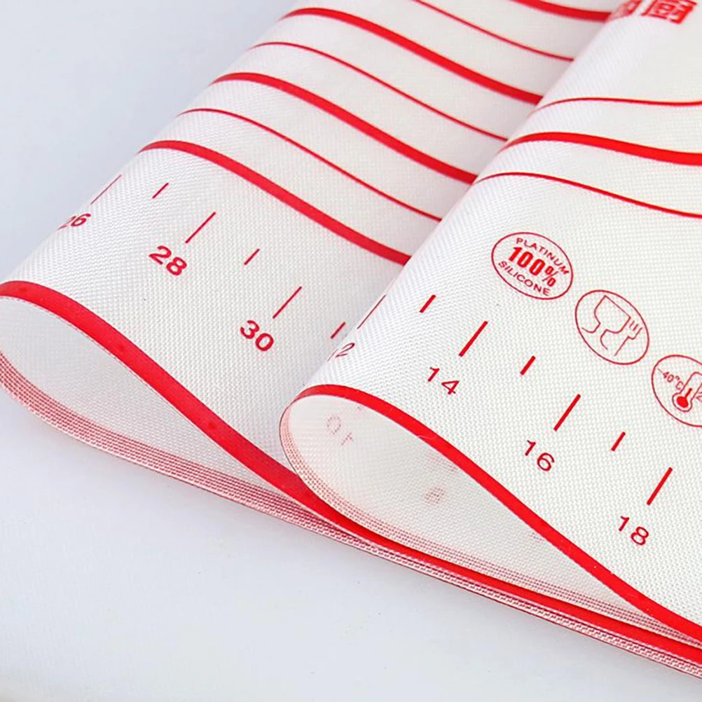 

Silicone Dough Rolling Mat Red with Measurements Non Stick Baking Mat Kitchen Tools for Pastry Pizza Cookie Dough