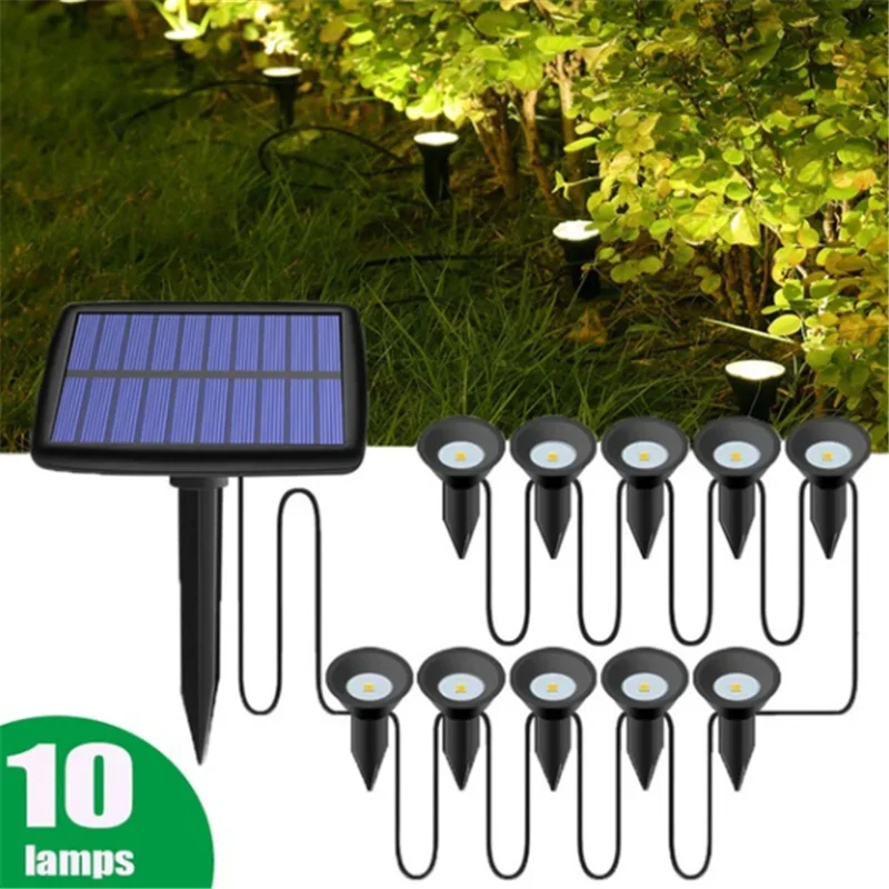 

10 in 1 Outdoor Solar Lights RGB Changing Lawn Ground Lamp IP65 Waterproof Landscape Spotlights Garden Decoration Outdoor Lights