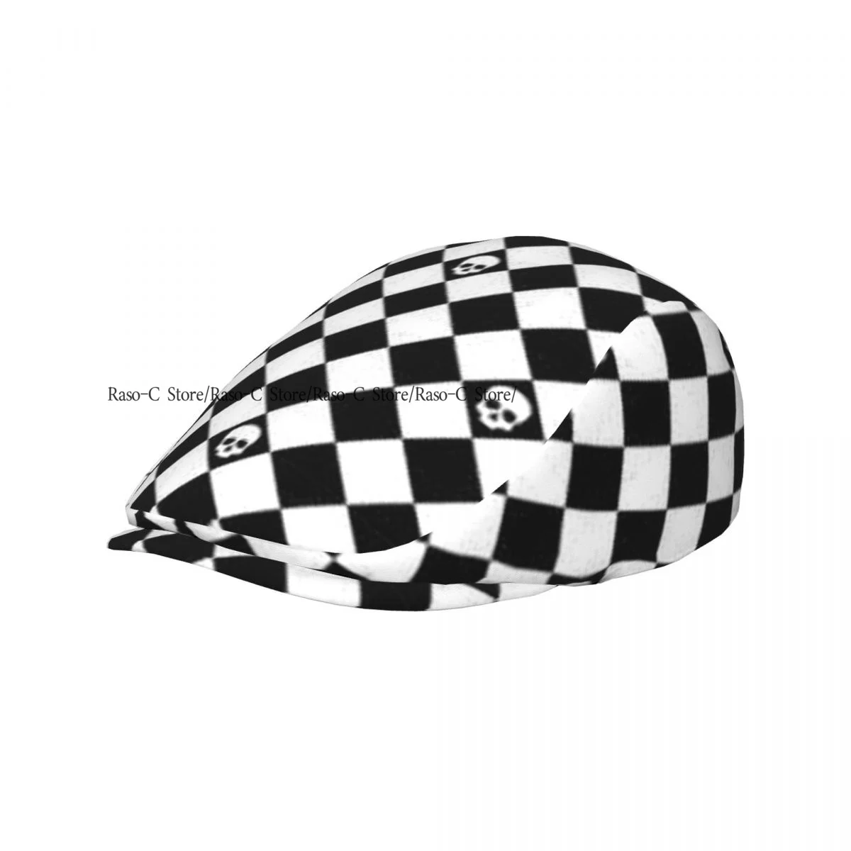 Adult Flat Cap Skull Diamond Checked Pirate Unisex British Style Newsboy Cap Ivy Peaked Hat Casual Outdoor Driving Beret Hat