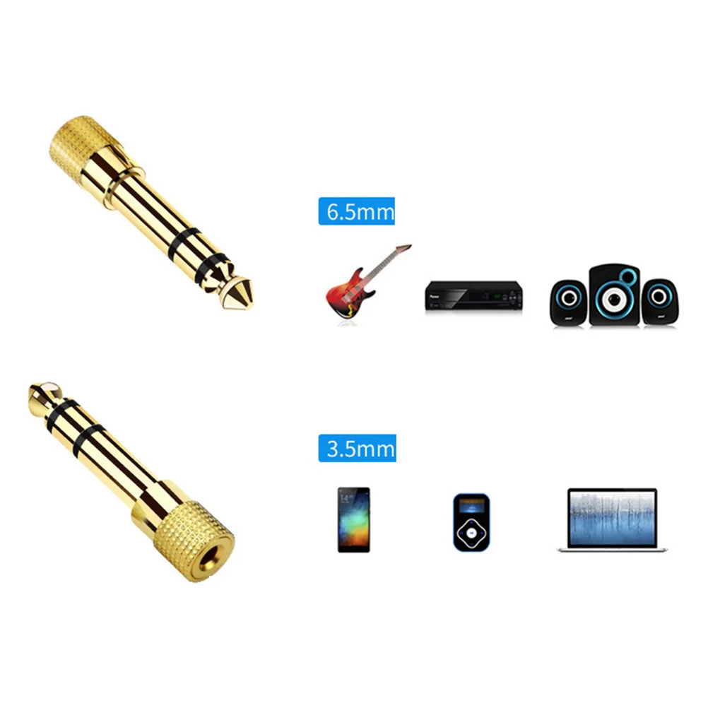 

3pcs 6.5Mm To 3.5Mm Audio Adapter Male To Female Stereo Jack Converter Gold Plated 360 Grip For Microphone Headphone Repair Tool