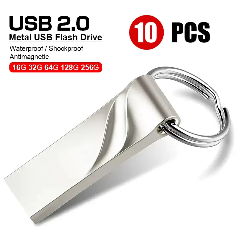 แฟลชไดรฟ์ USB แบบพกพา 10 ชิ้น/ล็อต ความจุ 4GB 8GB 16GB 32GB 64GB กันน้ำ วัสดุโลหะ รูปทรงกุญแจ เมมโมรี่สติ๊ก  สั่งซื้อมากกว่า 10 ชิ้น ฟรีโลโก้