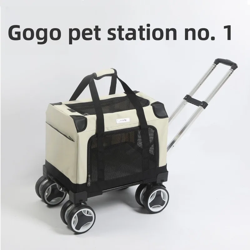 Large Pet Rolling Carrier with Wheels Multi-Cat Travel Trolley Bag Spacious Dog Carrier Backpack Portable Car Seat Pet Stroller