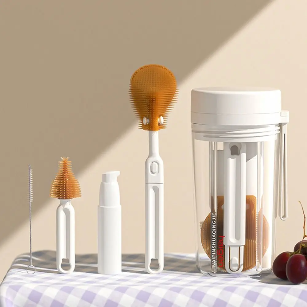 

High Quality Portable Infant Bottle Brush Set Multifunctional Multiple Use Cleaning Brushes Washing Brush Cleaning Tools