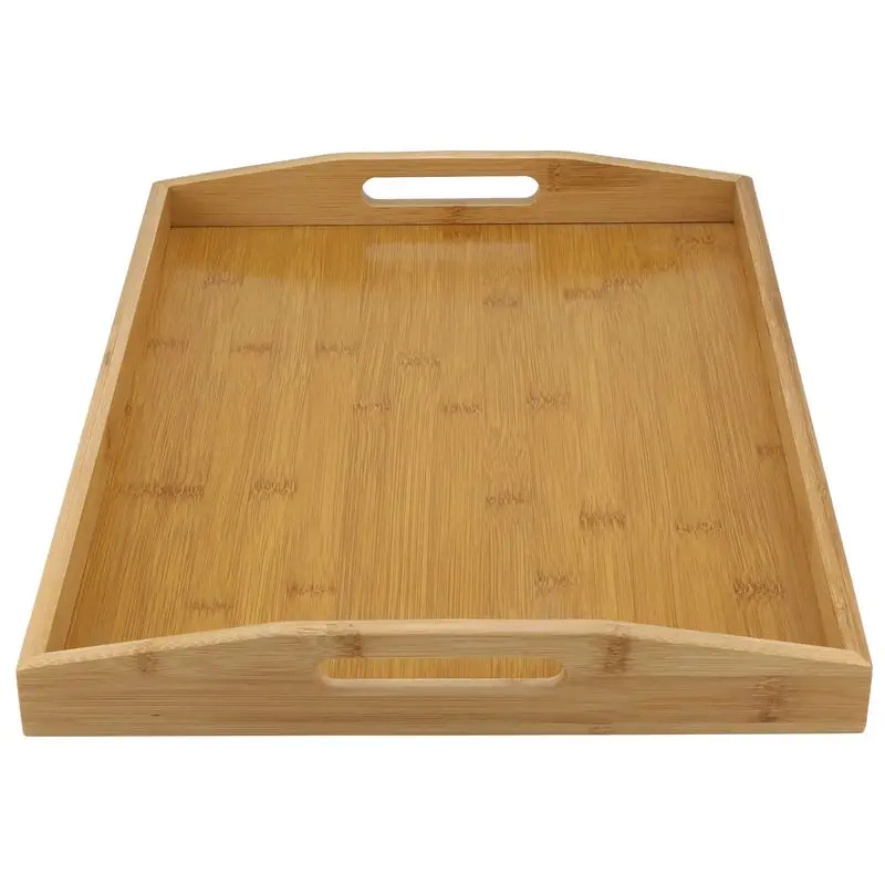 ABRN-Wooden Tray With Handles, Living Room Coffee Table Footstool Tray, Oversized Wooden Dinner Tray, Breakfast Decoration