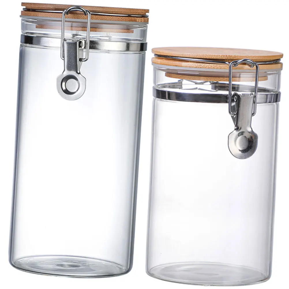 

Glass Storage Jar Food Containers Lids Dry Fruit Stainless Steel Sealed Cover Moisture Dust Clear Design Stable