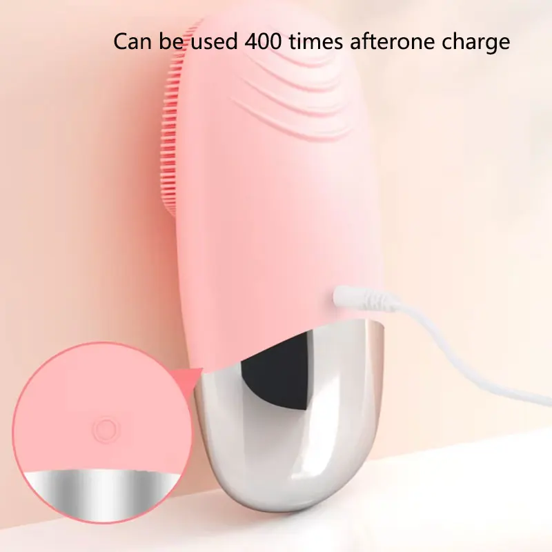 Square Electric Facial Cleansing Brush Silicone Rechargeable Introducer Beauty Device Ultrasonic Face Cleaning Massage Tool
