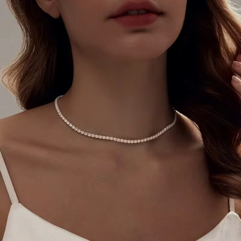 Natural High Quality S925 Silver Tennis Necklace