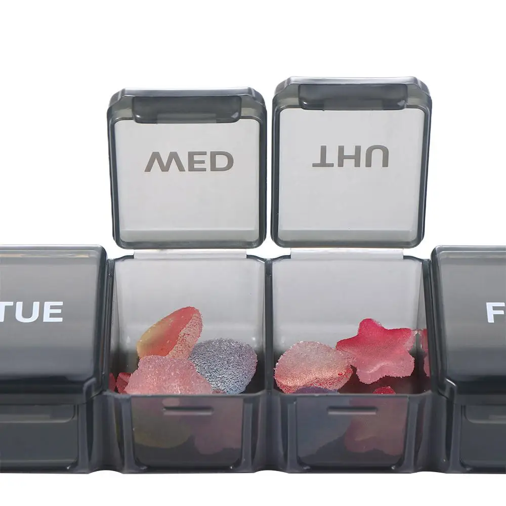 

Контейнер для планшетов, 7 отделений, пластиковый дорожный футляр для таблеток, мини-дозаторы, аптечки, 7-дневная коробка для хранения таблеток