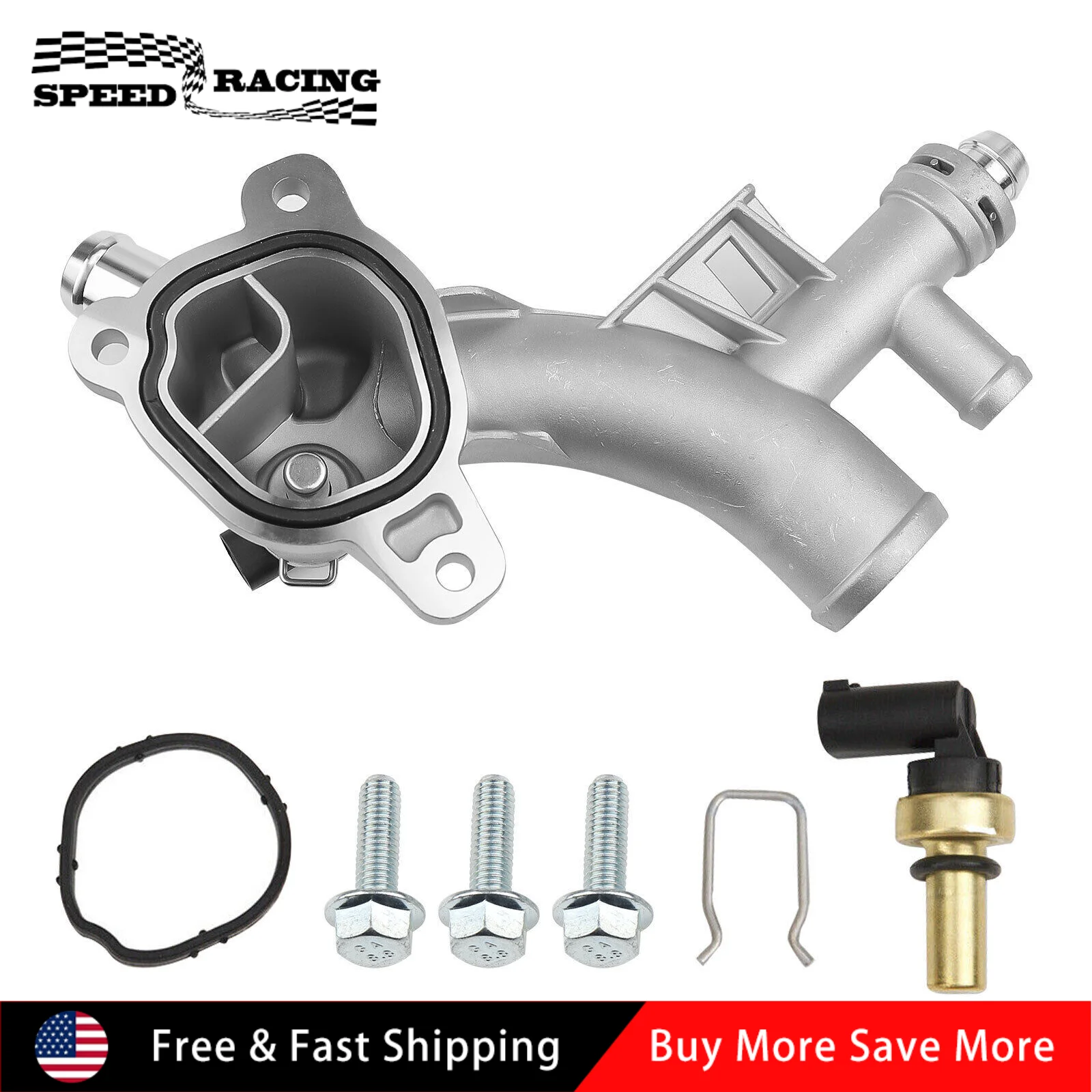 25193922 55565334 carcasa de termostato de salida de agua de aluminio para Chevrolet Cruze Limited 2016 2013-2021 Buick Encore 1.4L Sliver