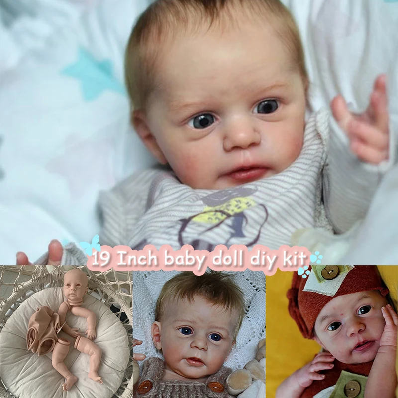 

48cm 19inch Reborn Doll Kit Mika Cute Baby Lifelike Real DIY Doll Parts