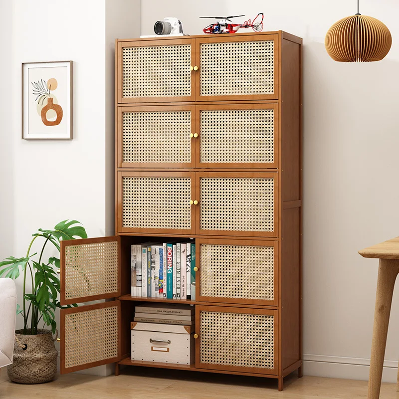 Bookcase with door shelf multi-layer storage seam storage cabinet living room display cabinet