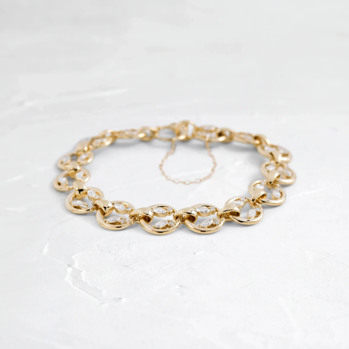 Luxury Marquise and Round Cut Lab Created Diamond Bracelet 9K/14K/18K Solid Gold Lab Diamond Bracelet Fashion Jewelry For Women