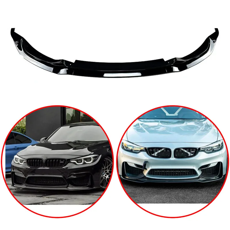 

High Quality For BMW F80 M3 F82 F83 M4 2015 To 2020 Front Bumper Spoiler Lip Body Kit Splitter Glossy Balck Carbon Fiber Look