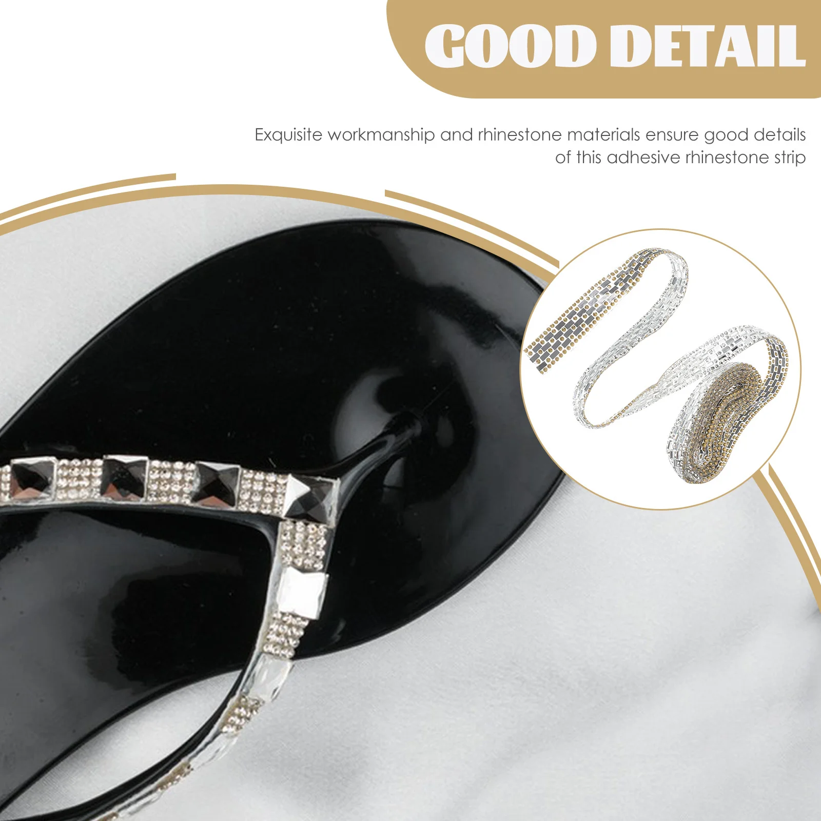 

1 Roll Strip Iron-On Diy Craft Decor For Clothing Car Gift Packing Rhinestone Ribbon Bling Trim Stickers