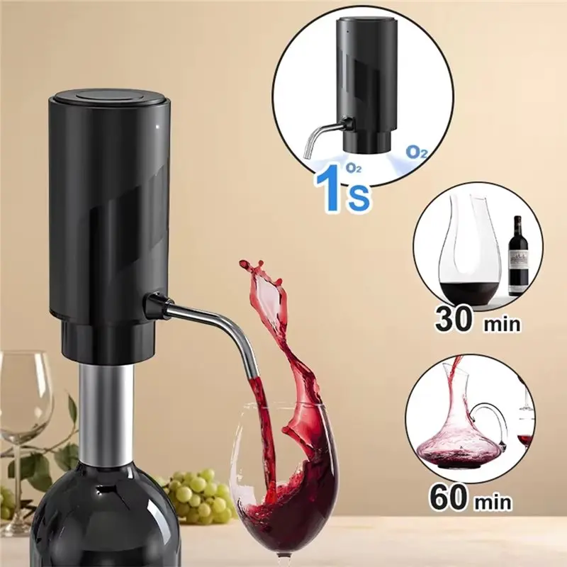 A005-Intelligent Electric Wine Aerator Wine Set Automatic Corkscrew Foil Cutter And Vacuum Wine Stopper Bar Tool