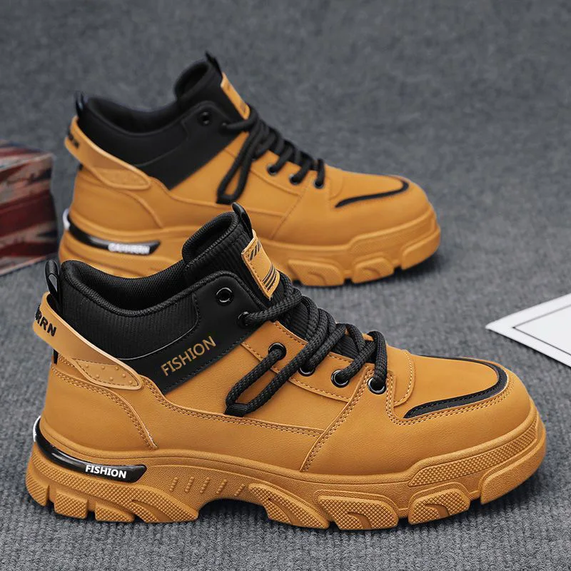 2026 New Arrival Autumn Men's Anti Slip, Waterproof and Wear-resistant Work Boots Men's Outdoor High Top Sports Board Shoes