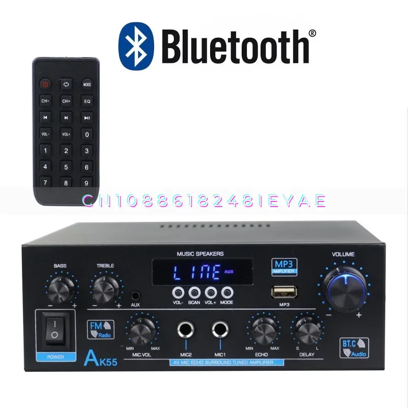 AK-55 Digital Power Amplifier Bluetooth U Disk Power Amplifier Machine Two-channel Power Amplifier