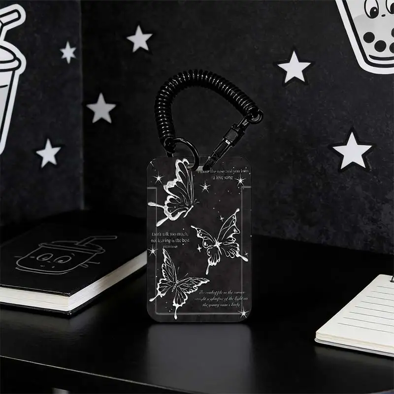 Cards Cover for Stretchable Spring Cord Student Bus/Meal Card Protection Case Kpop Photocard Holder Photo Protector