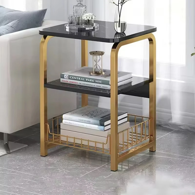 Modern wooden three-layer side table, bedside table, locker