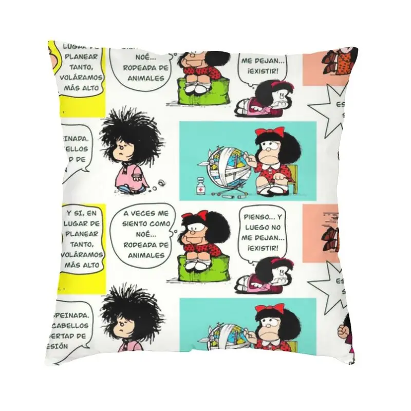 Mafalda Cushion Covers Sofa Decoration Argentine Cartoon Quino Comics Square Throw Pillow Case 45x45