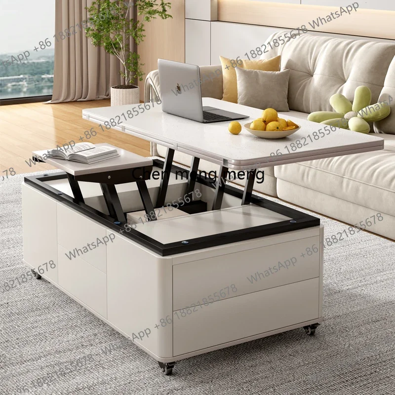 Square Wheels White Coffee Table Storage Shelf Aesthetic Luxury Center Coffee Table Floor Hotel Tavolino Da Salotto Furniture