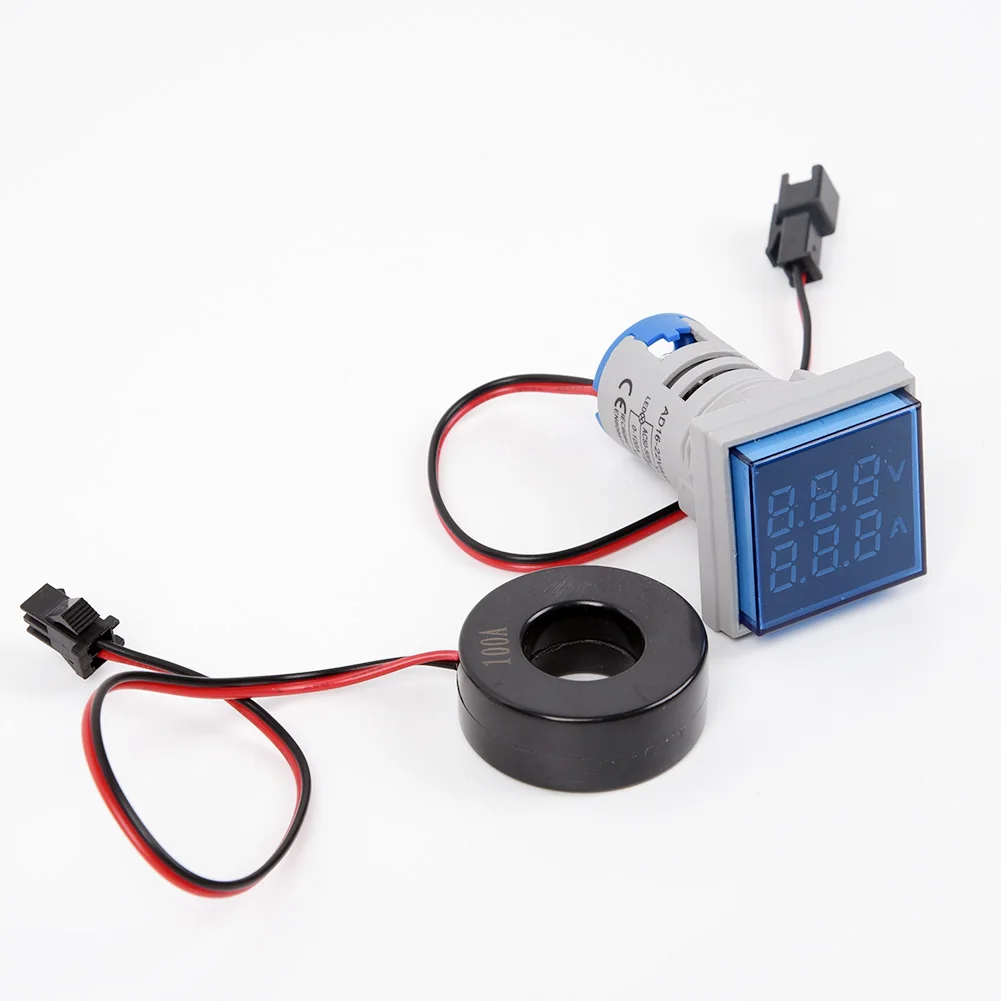 LED Digital Dual Display Voltmeter Ammeter Voltage Gauge Meter AC 60-500V 0-100A  Current Indicator Signal  Light Ammeter