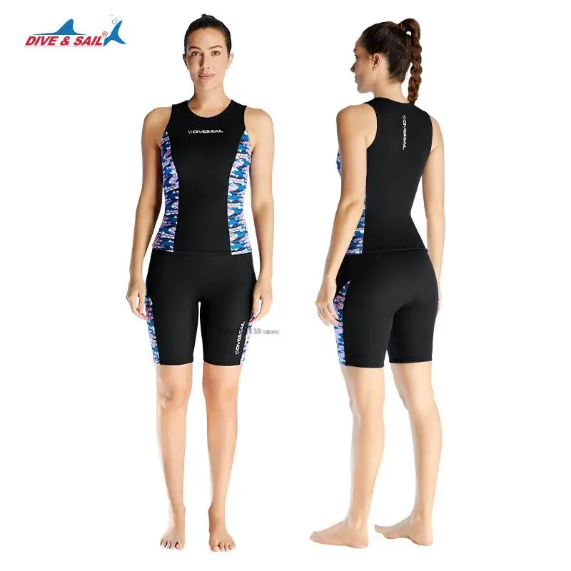 2MM Sleeveless Wetsuit Water Sport Neoprene Diving Top Diving Pants Smooth Skin Ultra Elastic Snorkeling Warm Beach Surf Wetsuit