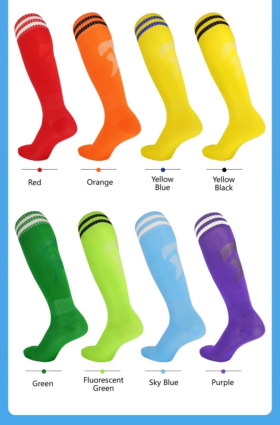 Loogdeel Fußballsocken, lange Röhrensocken aus Baumwolle für Erwachsene und Kinder, Leggings, Strümpfe, rutschfeste Fußball-, Baseball-, Lauf- und Sportsocken – Detail 9