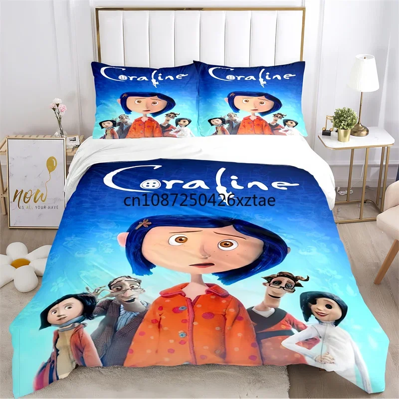 

Movie CC-Coraline logo Animal Cartoon Poster Duvet Cover Sets Printed Bedding Set Double Queen King Size 2/3pcs,Bettbezug