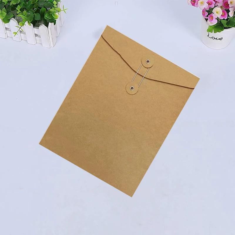 

5/10/20 PCS+Stickers A5(24×17.5cm）Kraft File Folder Project Pockets Document Organizer Storing Holder String Tie Closure