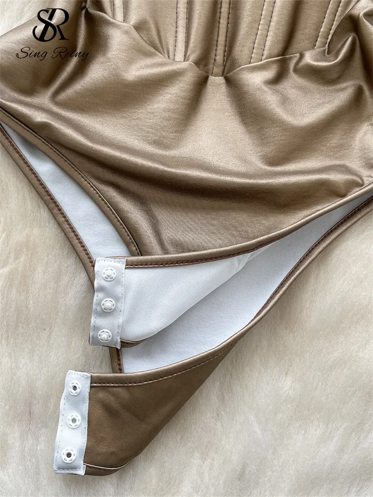 American Ins Sexy Bodysuits Fashion Sequins Corset Sheath Chic Women Rompers Clubwear Shiny Party Strap Playsuits