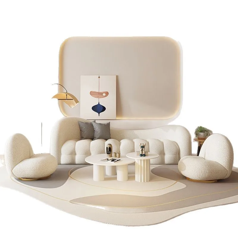 

Marshmallow sofa simple medium and small apartment cloud lamb wool sofa Internet celebrity cream style advanced beauty shop