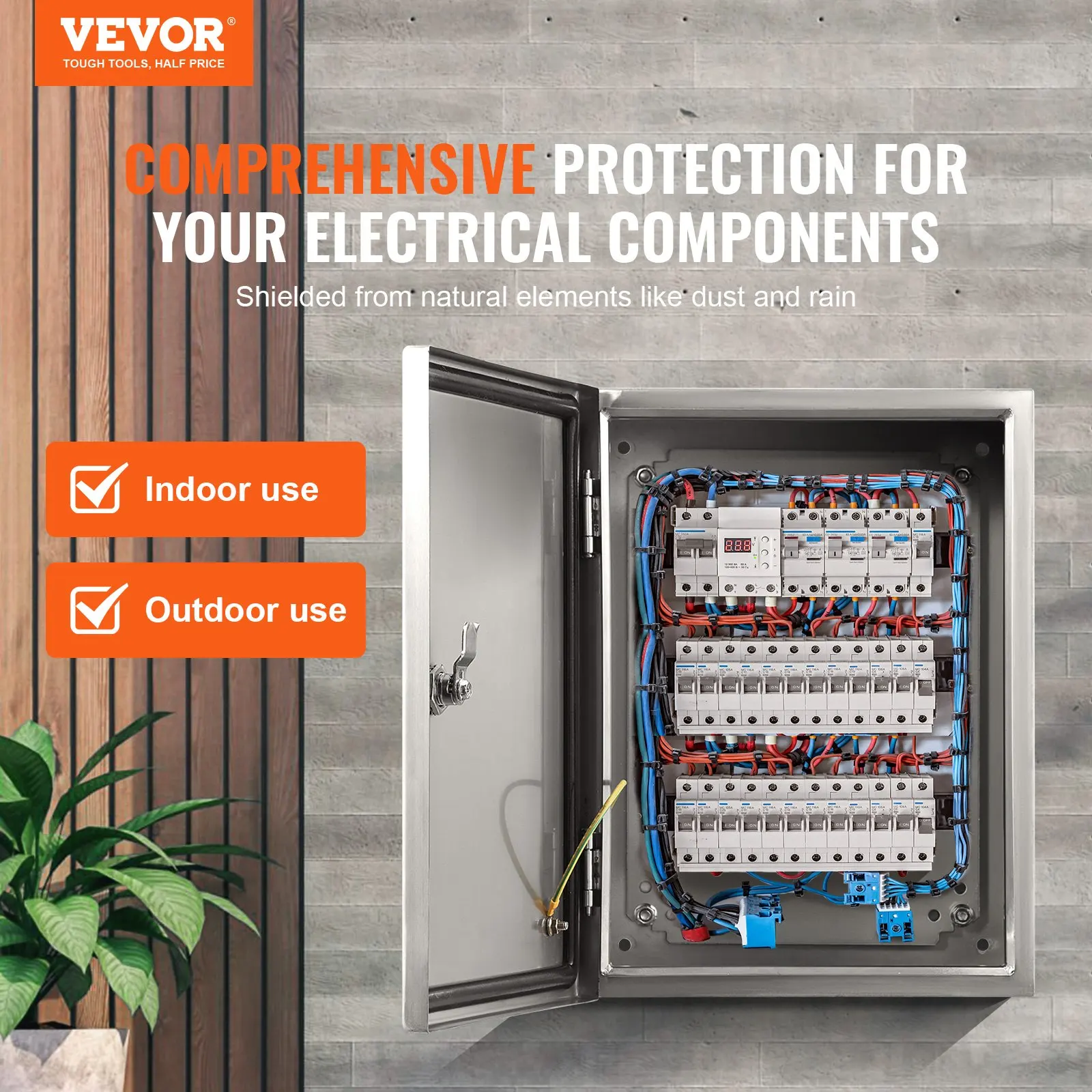 Steel Electrical Box,304 Stainless Steel Electrical Enclosure Box, Wall-Mounted Outdoor Electrical Electronic Equipment