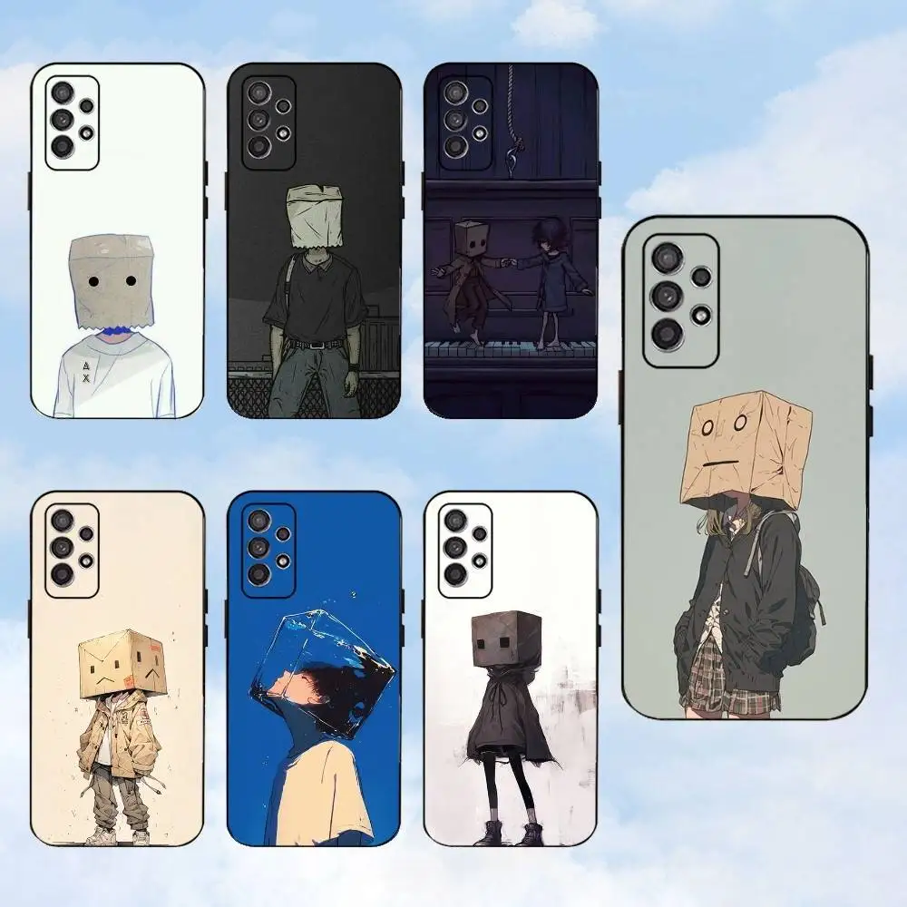 

Square Box Headgear Phone Case For Samsung S25,S24,S23,S22,S21,S20,S10,Ultra,Plus,Lite,FE,Soft Silicone Black Cover