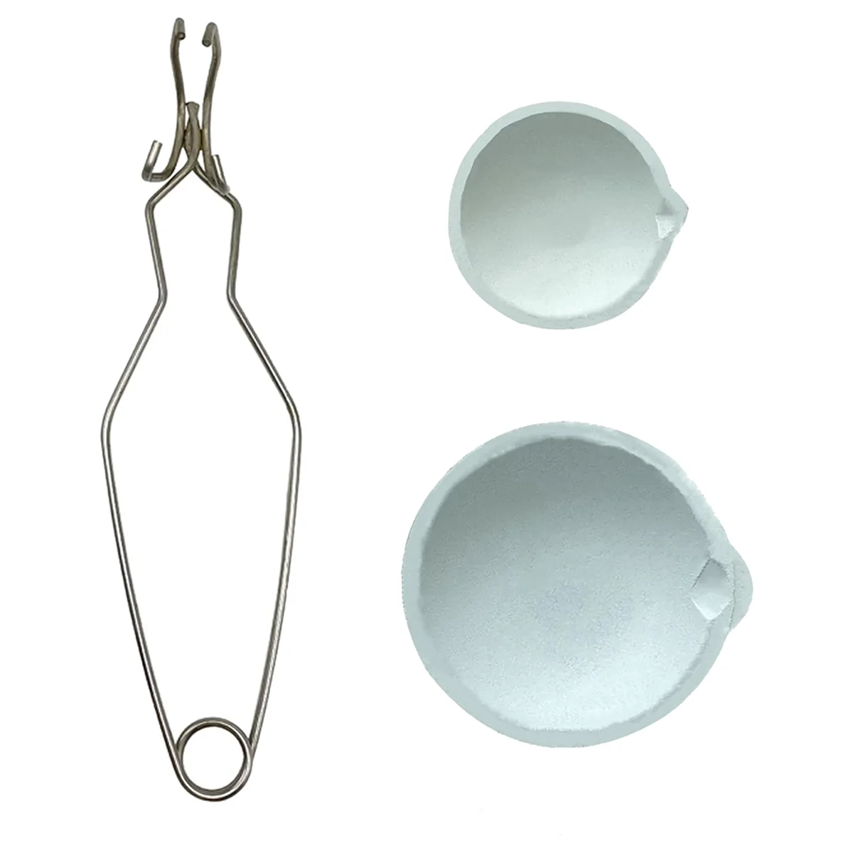 Y19A Small Melting Ceramic Crucible Dish Cup Set with Whip Tongs Handle 2A Melting Ceramic Crucible Set Gold Silver Melting