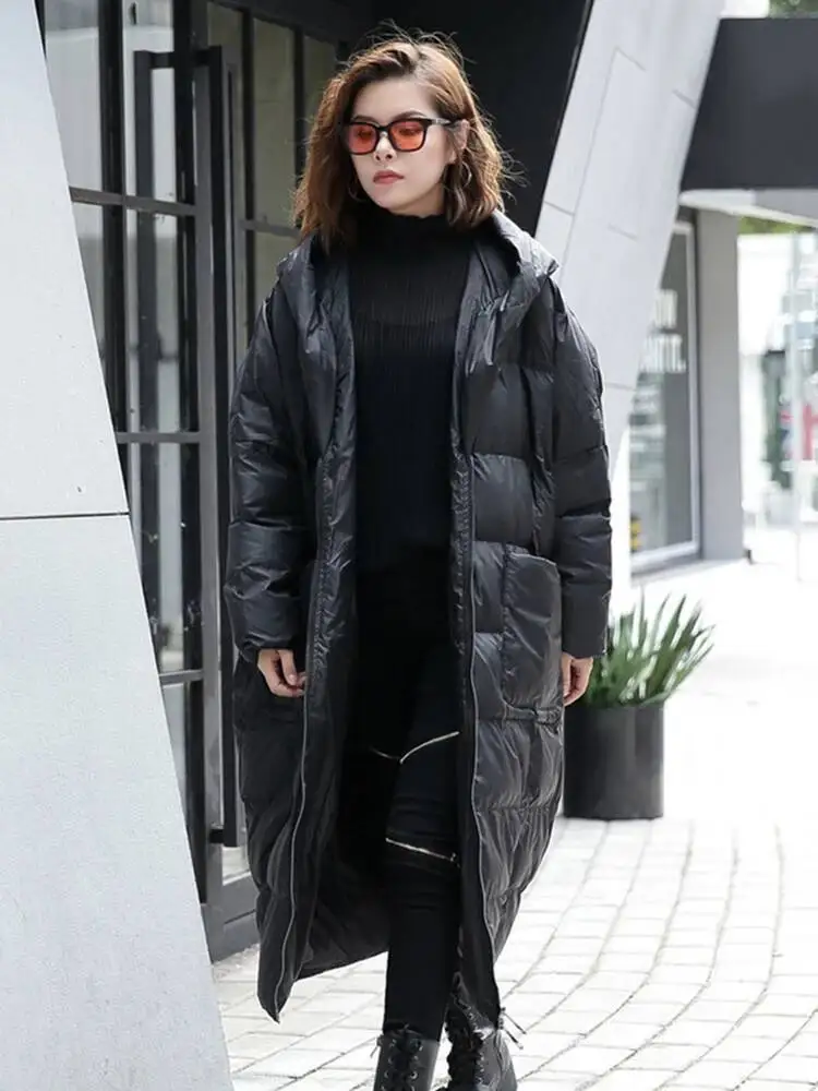 Long Big Size Hooded Cotton-padded Coat Long Sleeve Loose Fit Women Parkas Fashion  New Autumn Winter 2026 XWR5