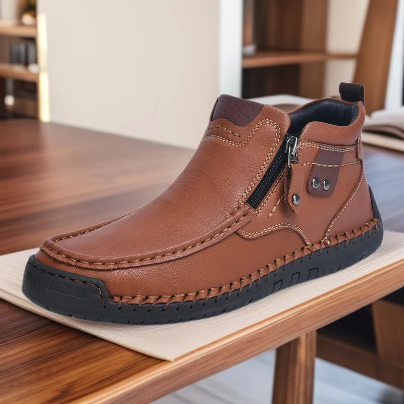 

Men's Shoes High Quality Casual Leather Boots High-top Oxford Boots Men's Ankle Boots Fashion Handmade Leather Boot Botas Hombre