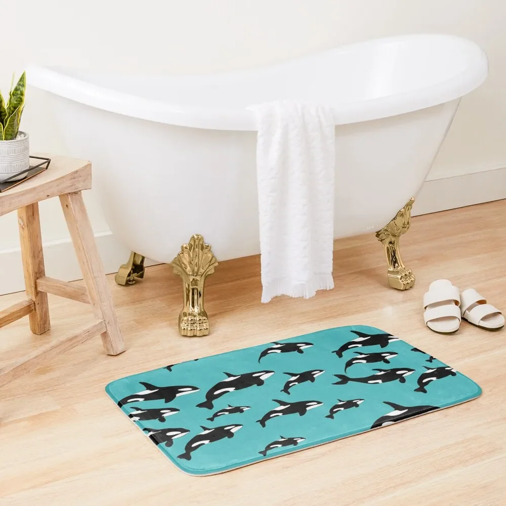 

Orca Killer Whales Pattern on Blue Bath Mat Non-Slip Shower Bathroom Rugs And Set Wc Carpet For Bath Anti-Skid Mat
