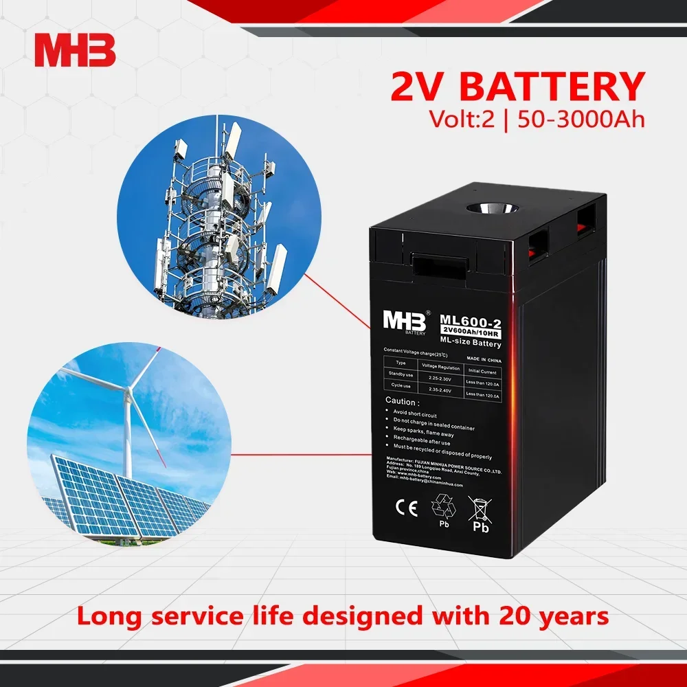 Mhb MLD2500-2 Batteria al piombo acido a ciclo profondo 2v 2500ah per accumulo solare per sistema Ups