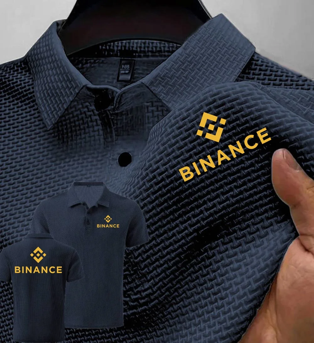 جديد الرجال بولو قصيرة الأكمام Binance التشفير المحملة الحرير الجليد تنفس موضة تي شيرت الذكور الملابس التلبيب القمم #2