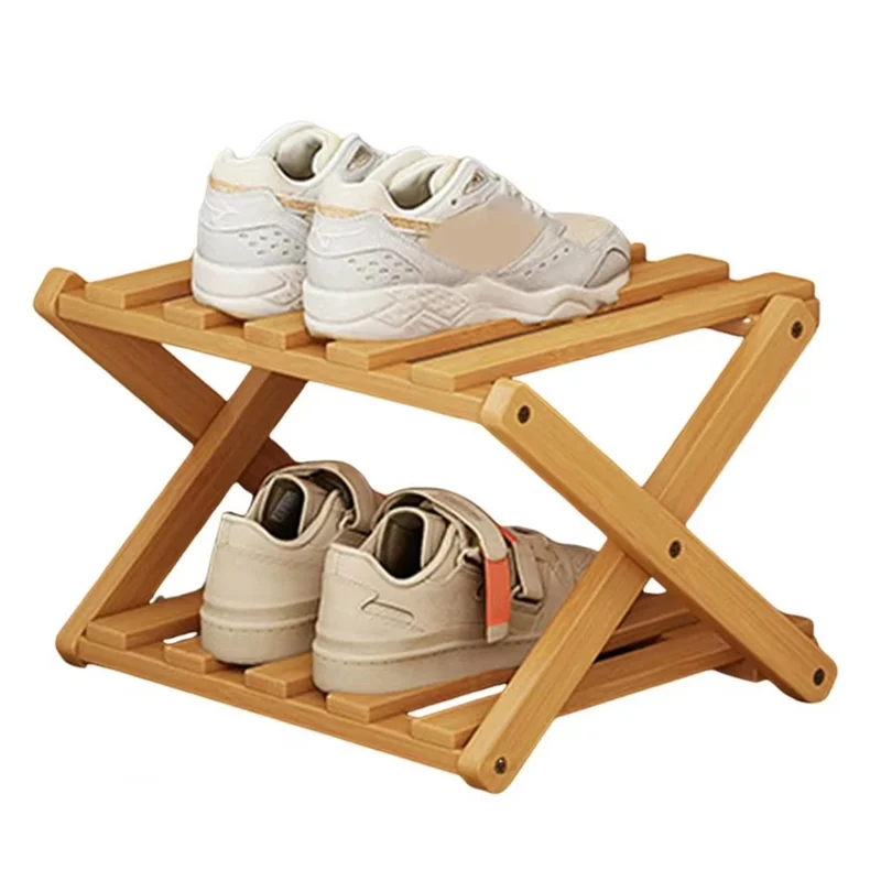 

Hot Selling-Bamboo Multi-Layer Folding Shoe Rack, Retractable Household Storage Shelf, Space-Saving Shoe Organizer,Bamboo Multi-