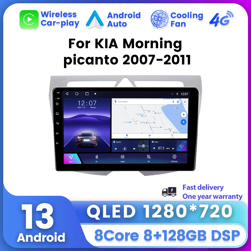 New Android Car Radio Multimedia Video Player Navigation For Kia Morning Picanto 2007-2010 Wireless Carplay Auto 4G WIFI 8G+128G