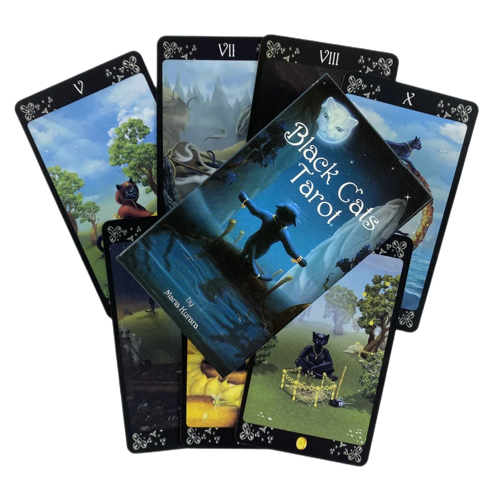 Cartas de Tarot de gatos negros A 78, oráculo, visión en inglés, edición de adivinación, juegos de Borad