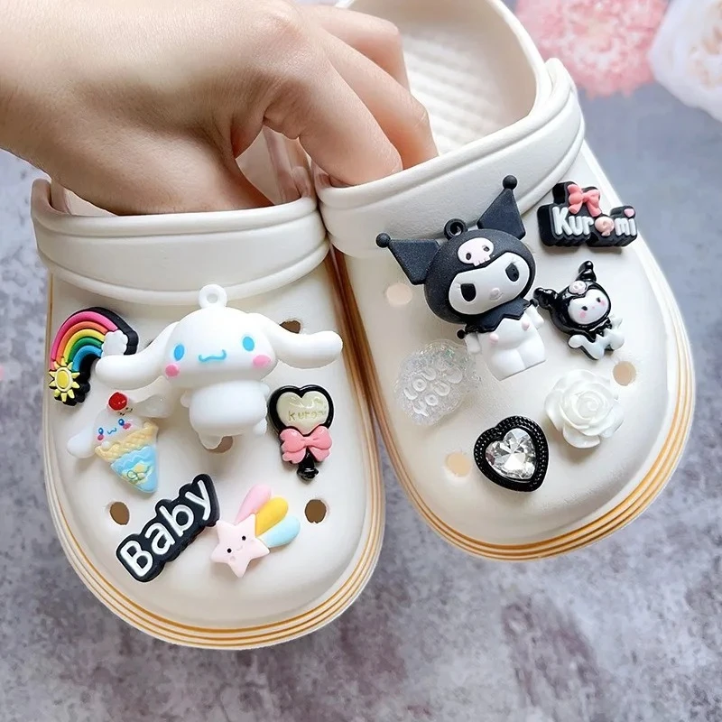 10/12/15PCS Cute Kawaii 3D Anime Resin Shoes Decoration Accessories Cartoon Peripheral Bubble Slides Sandals Charms Kids Gifts
