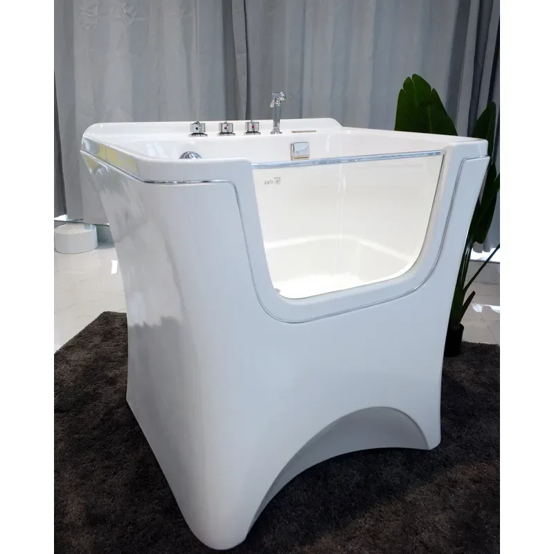 Best Selling Modern Acrylic Walk-In Free-Standing Dog Wash Bath Tub with Automatic Massage for Rectangular Apartment Bathroom
