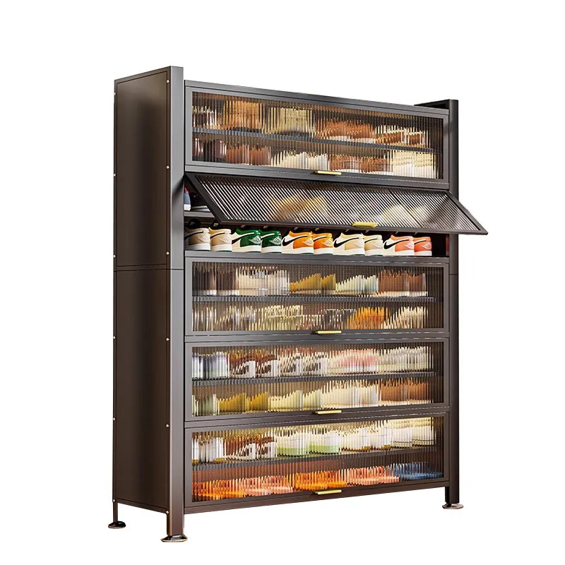 Household steel shoe cabinet floor-to-ceiling multi-layer dust-proof shoe rack entrance large-capacity storage shoe cabinet