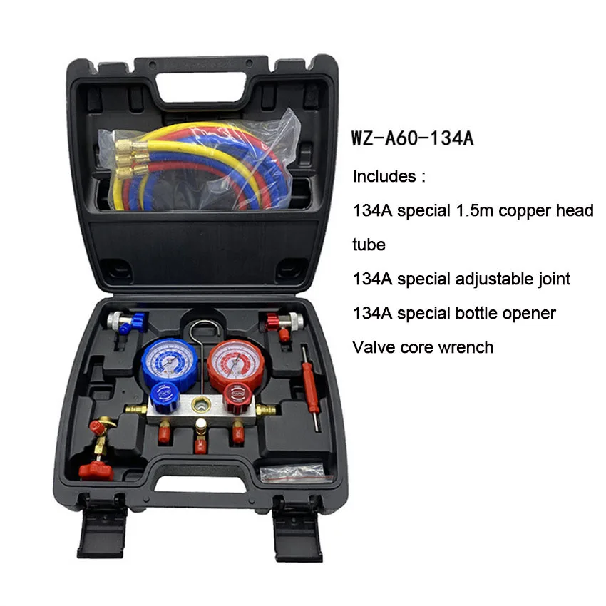 

1 Set 3 Way A/C Manifold Gauge Set Fits Refrigerants Air Conditioning Fluoride Tools set with Hose